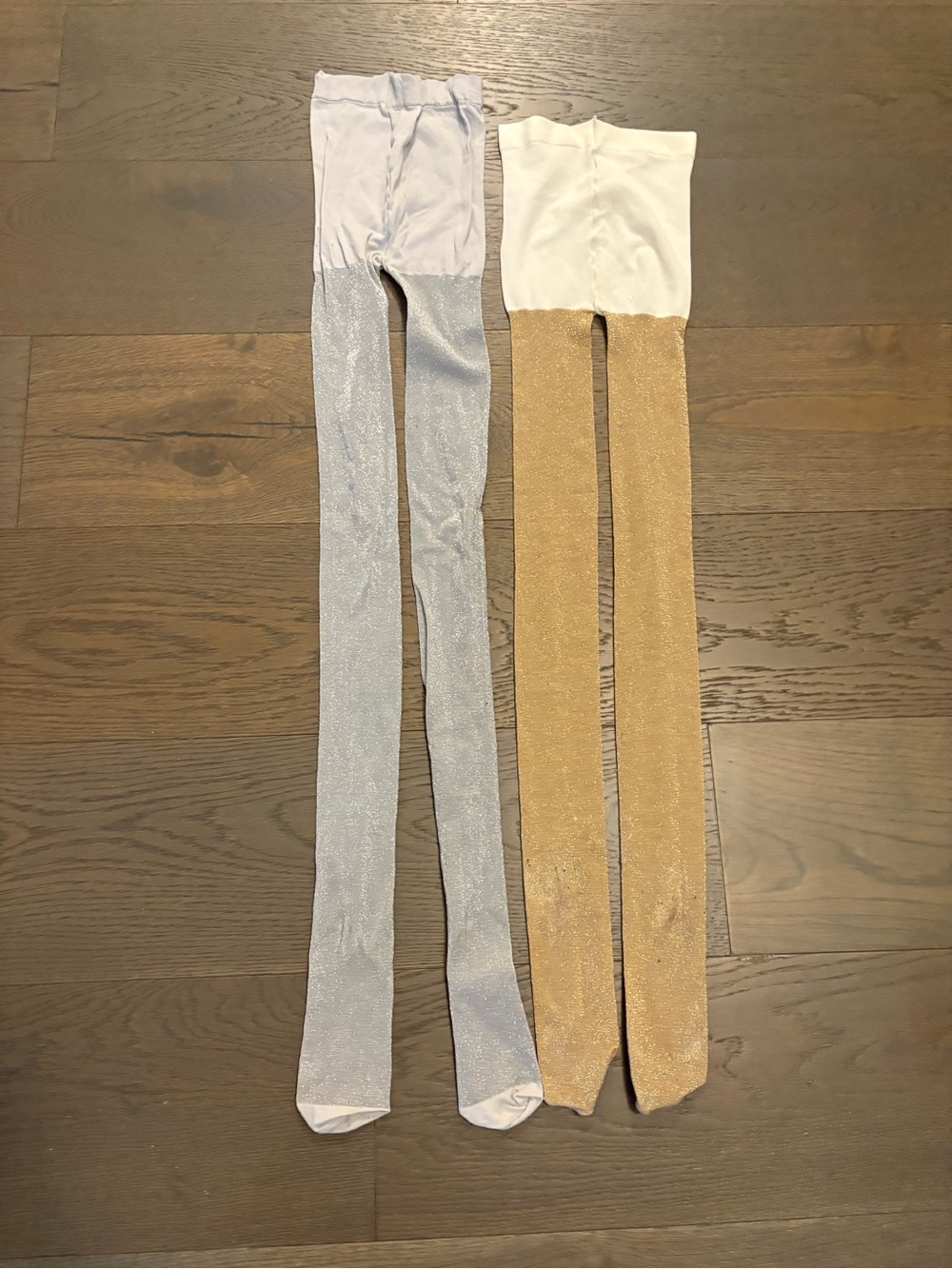 Gymboree girls silver and gold pantyhose sz 10/12